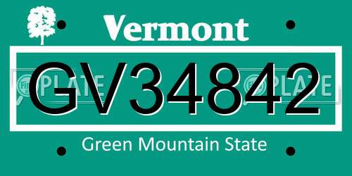 GV34842 Vermont License Plate