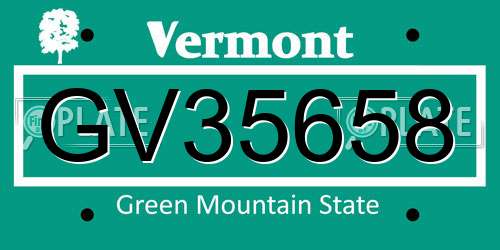 GV35658 Vermont License Plate