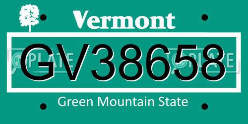 GV38658 Vermont License Plate