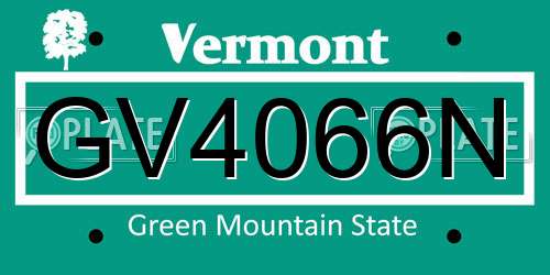 GV4066N Vermont License Plate