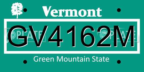 GV4162M Vermont License Plate