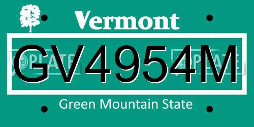 GV4954M Vermont License Plate