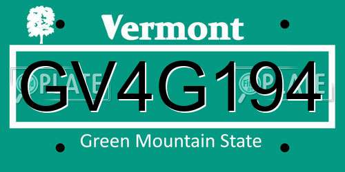GV4G194 Vermont License Plate