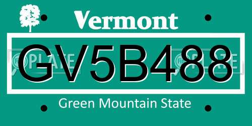 GV5B488 Vermont License Plate