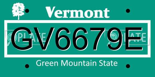 GV6679E Vermont License Plate
