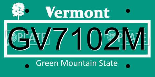 GV7102M Vermont License Plate
