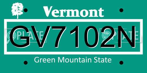 GV7102N Vermont License Plate