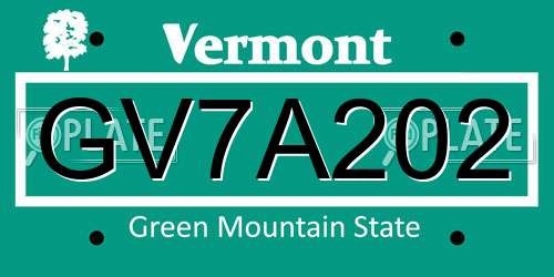 GV7A202 Vermont License Plate