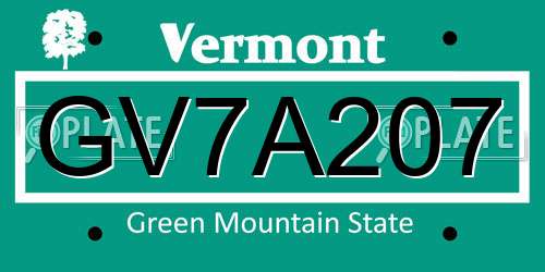 GV7A207 Vermont License Plate