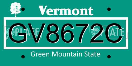 GV8672C Vermont License Plate