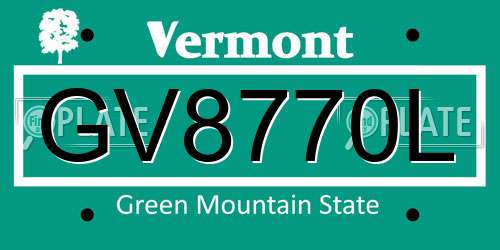 GV8770L Vermont License Plate