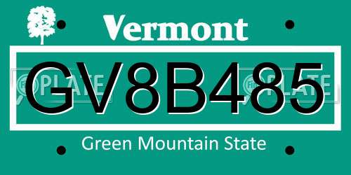 GV8B485 Vermont License Plate