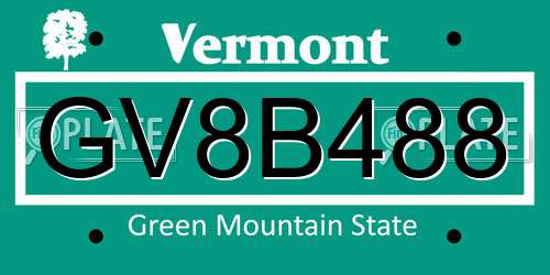 GV8B488 Vermont License Plate