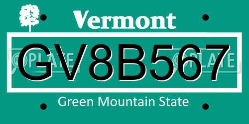 GV8B567 Vermont License Plate