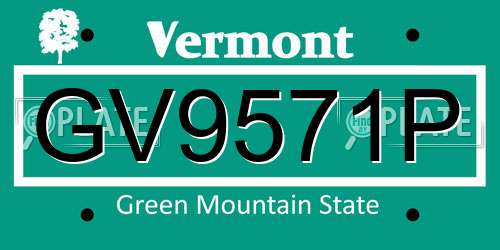 GV9571P Vermont License Plate