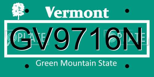GV9716N Vermont License Plate