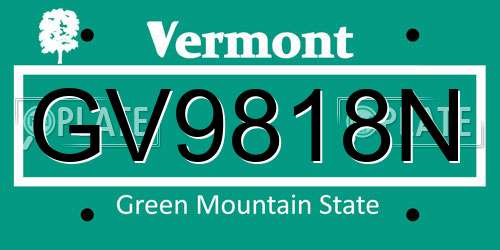 GV9818N Vermont License Plate