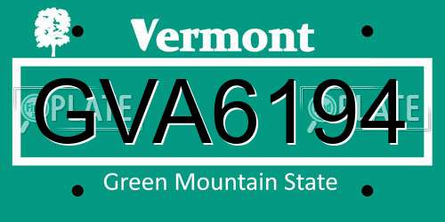 GVA6194 Vermont License Plate