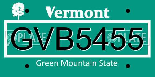 GVB5455 Vermont License Plate