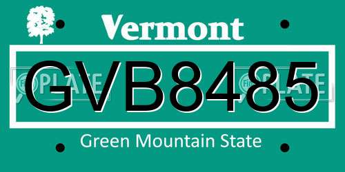 GVB8485 Vermont License Plate