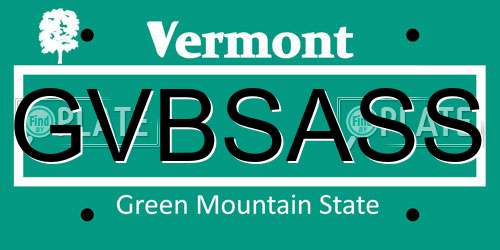 GVBSASS Vermont License Plate