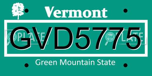 GVD5775 Vermont License Plate