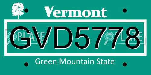 GVD5778 Vermont License Plate
