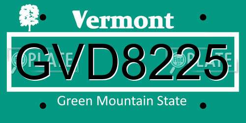 GVD8225 Vermont License Plate