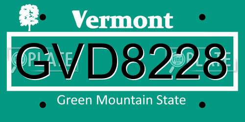 GVD8228 Vermont License Plate