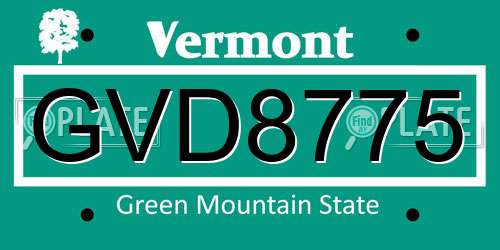 GVD8775 Vermont License Plate