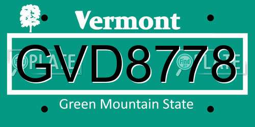 GVD8778 Vermont License Plate