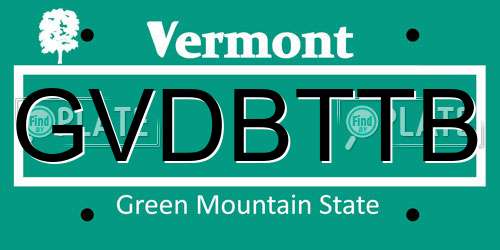 GVDBTTB Vermont License Plate