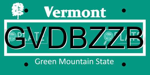 GVDBZZB Vermont License Plate