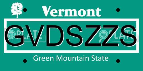 GVDSZZS Vermont License Plate
