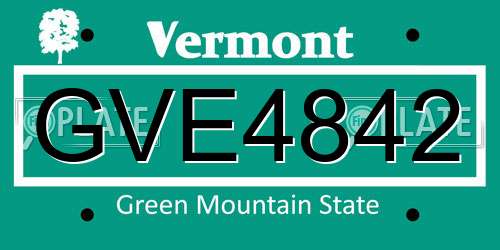 GVE4842 Vermont License Plate