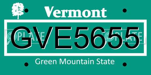 GVE5655 Vermont License Plate