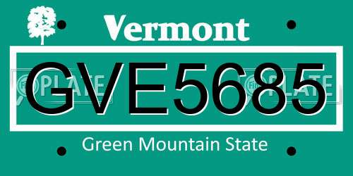 GVE5685 Vermont License Plate