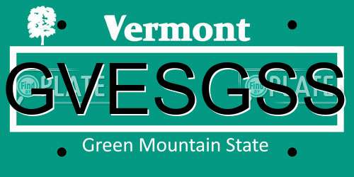 GVESGSS Vermont License Plate