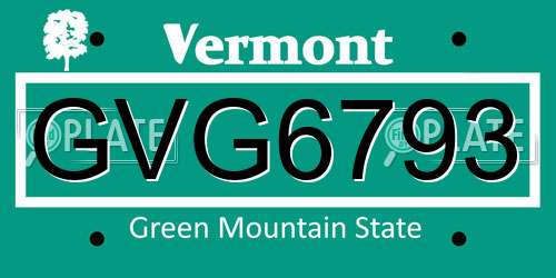 GVG6793 Vermont License Plate