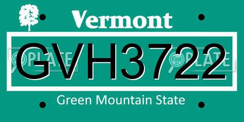 GVH3722 Vermont License Plate
