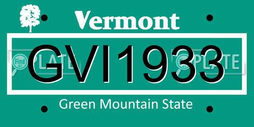 GVI1933 Vermont License Plate