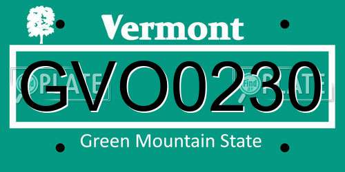 GVO0230 Vermont License Plate