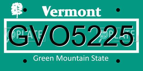 GVO5225 Vermont License Plate