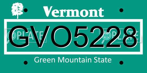 GVO5228 Vermont License Plate