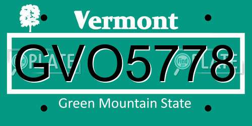 GVO5778 Vermont License Plate