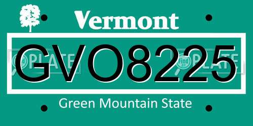 GVO8225 Vermont License Plate