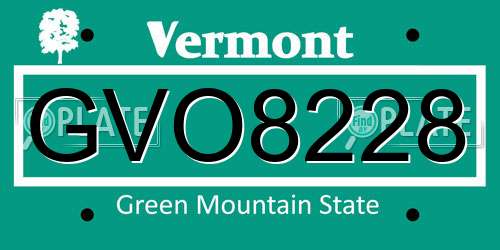 GVO8228 Vermont License Plate