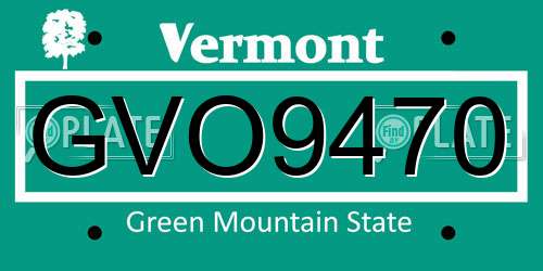 GVO9470 Vermont License Plate