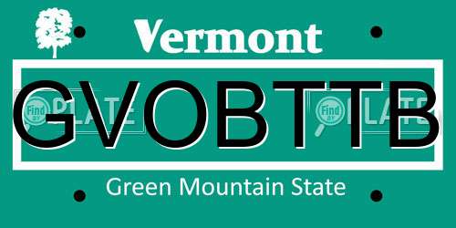 GVOBTTB Vermont License Plate