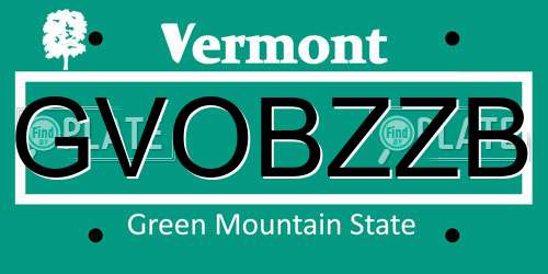 GVOBZZB Vermont License Plate